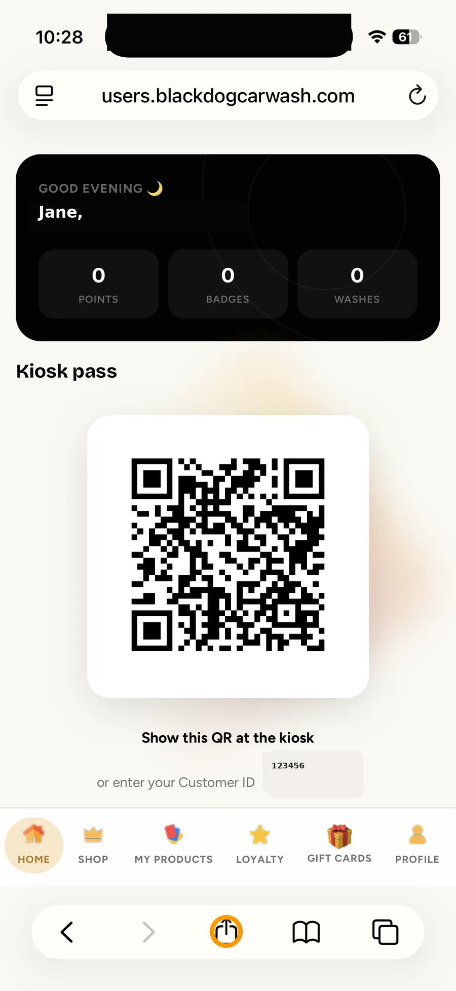 Open your account and tap Share